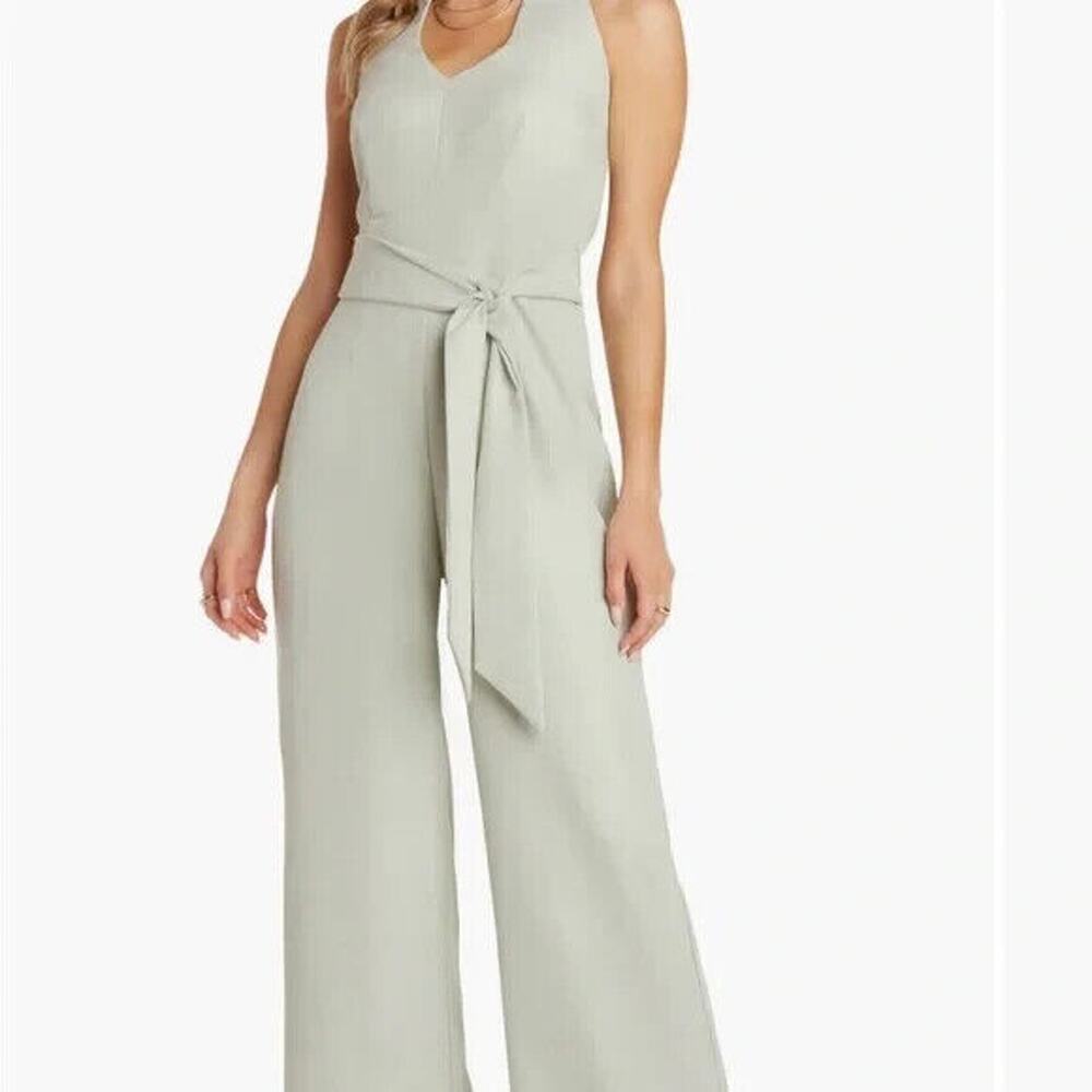 Willow NWOT Green Victor Halter Neck Tie Waist Jumpsuit Size M